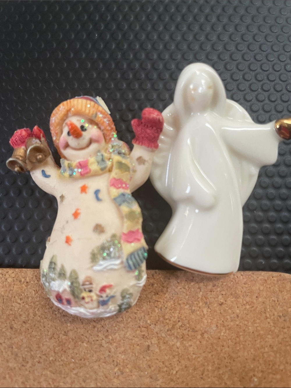 Hand-Painted Ceramic Snowman Holiday Ornament - Cream and Multicolor